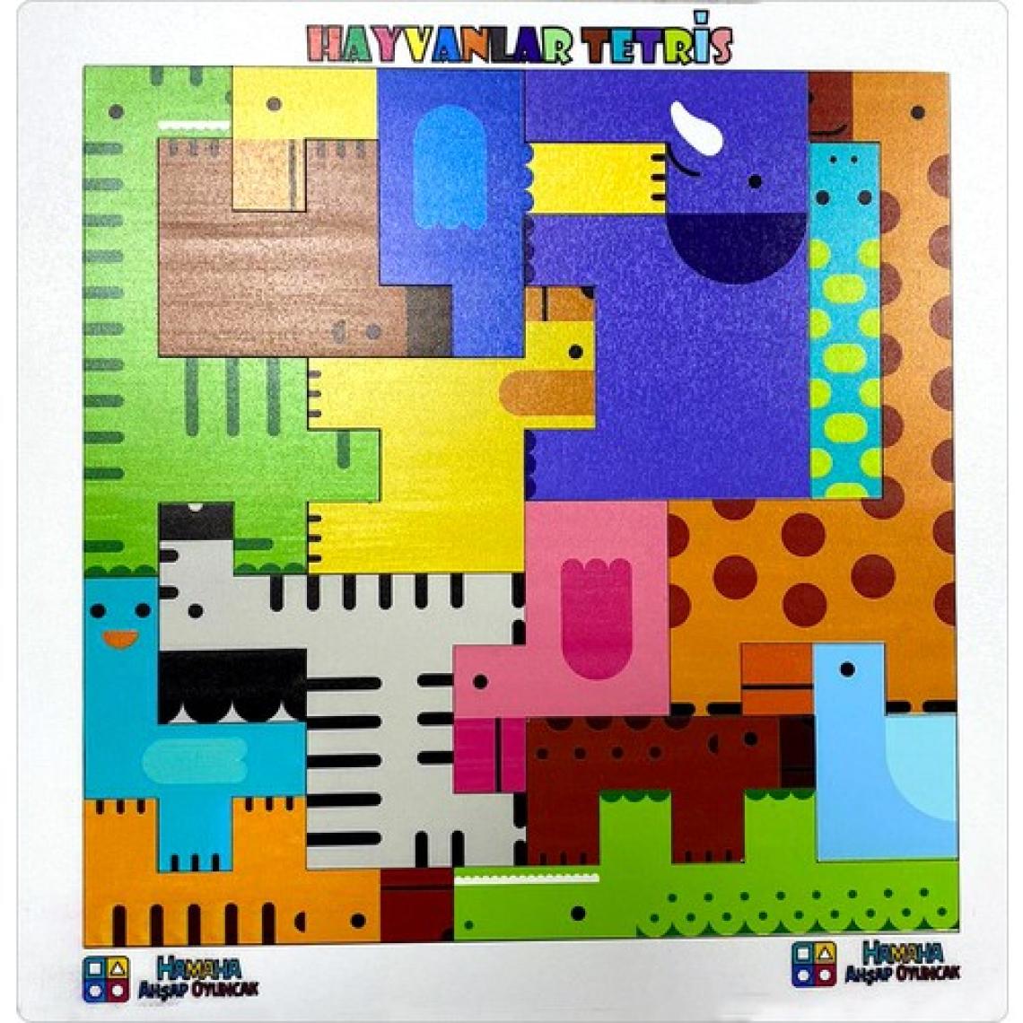 Hamaha Eğitici Ahşap Oyuncak Hayvanlar Animals Puzzle Yapboz Bultak Tetris