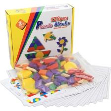 Trend 125 Parça Ahşap Eğitici Tangram Puzzle Blok Seti