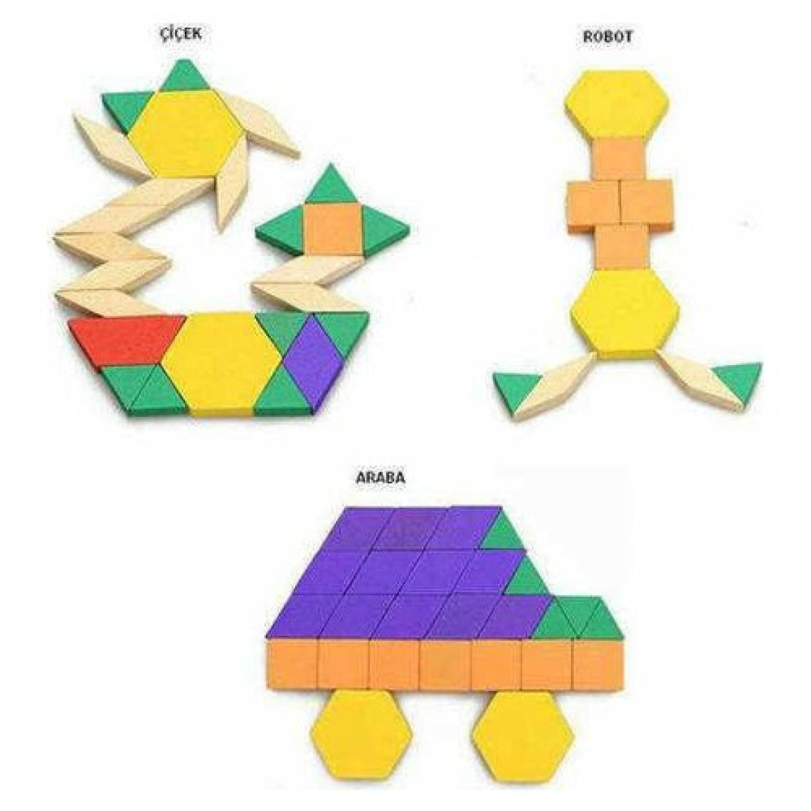 Trend 125 Parça Ahşap Eğitici Tangram Puzzle Blok Seti
