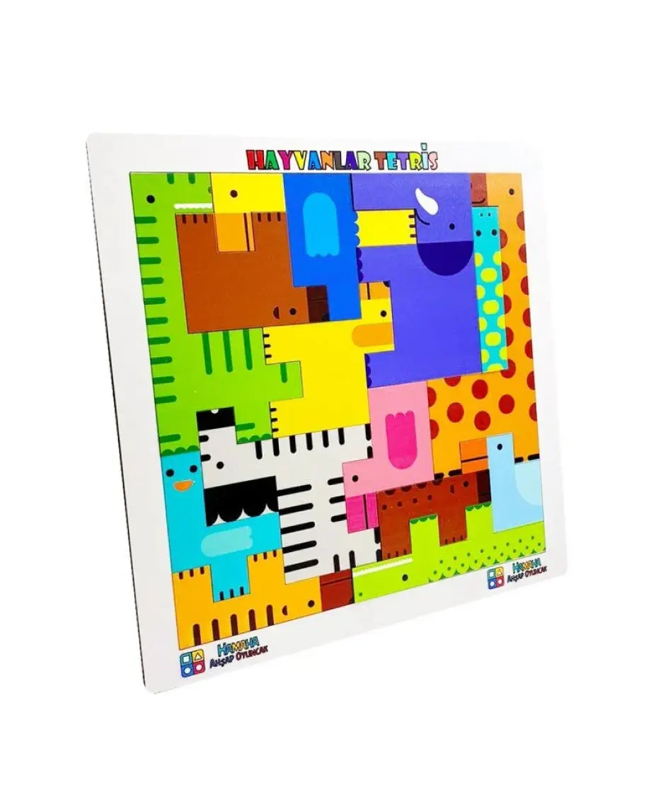 Hamaha Eğitici Ahşap Oyuncak Mini Hayvanlar Animals Puzzle Yapboz Bultak Tetris