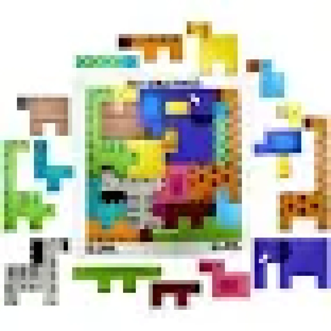 Hamaha Eğitici Ahşap Oyuncak Mini Hayvanlar Animals Puzzle Yapboz Bultak Tetris