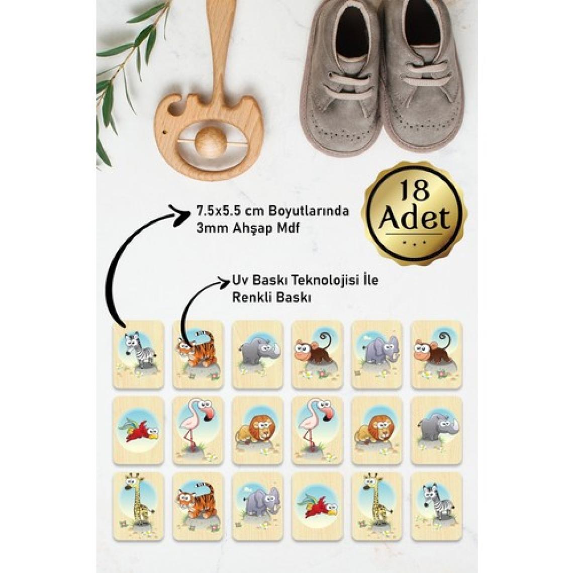 Saltan Art Hayvanları Öğreniyorum Ahşap Eşleştirme Kartları Hafıza Zeka Oyunu Ahşap Eğitici Puzzle Montessori, Waldorf, Reggio Emilia Modellerine Uygun