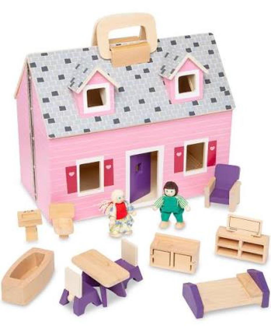 Melissa & Doug Ahşap Taşınabilir Küçük Mobilyalı Ev
