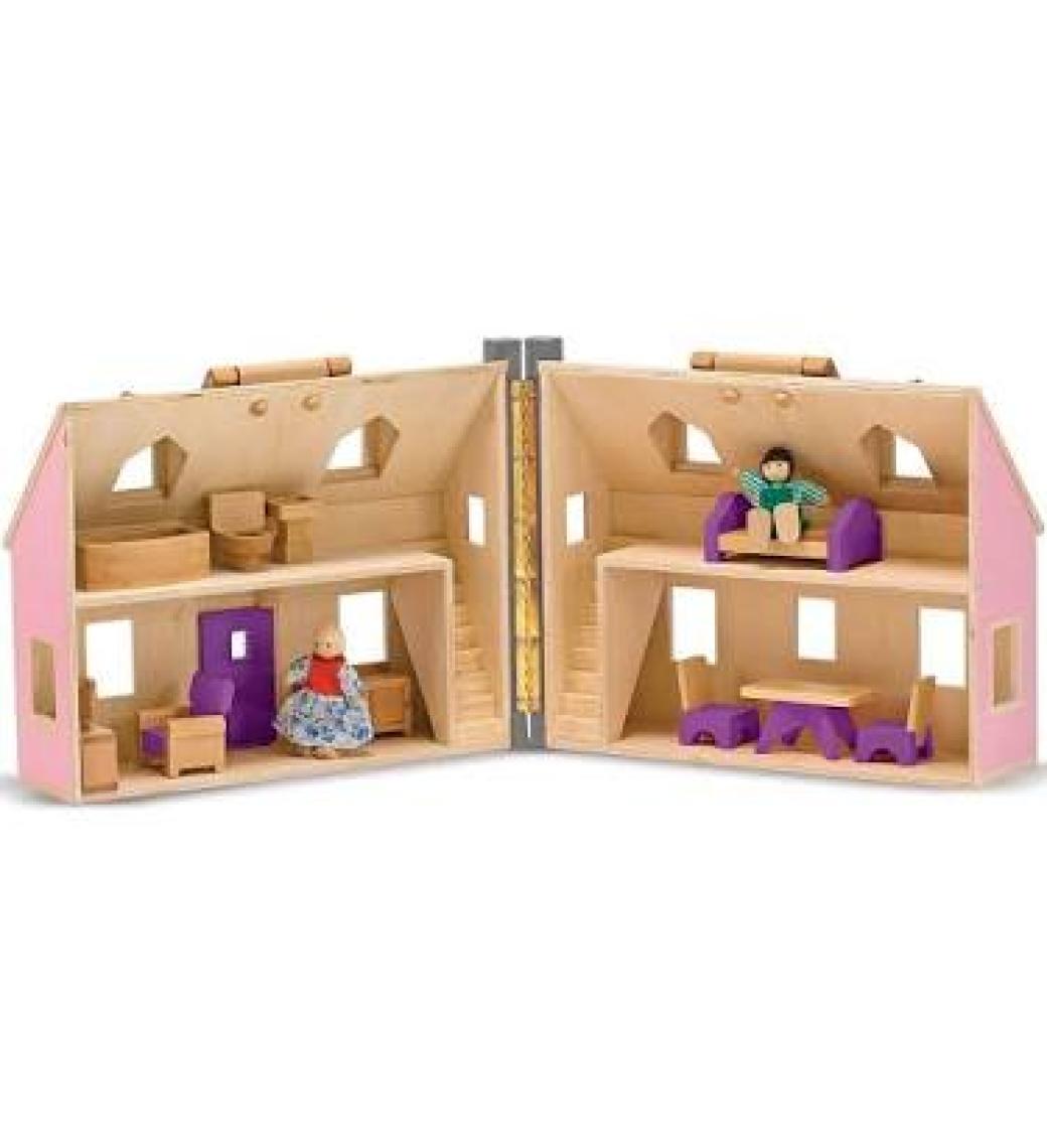 Melissa & Doug Ahşap Taşınabilir Küçük Mobilyalı Ev