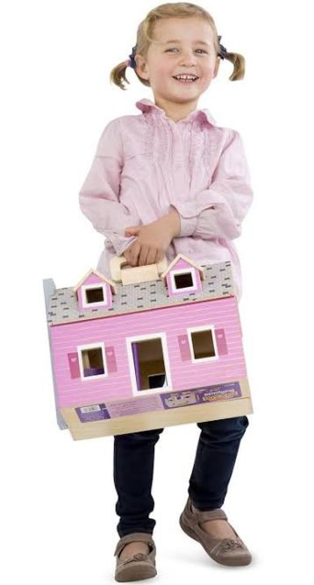 Melissa & Doug Ahşap Taşınabilir Küçük Mobilyalı Ev