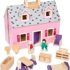 Melissa & Doug Ahşap Taşınabilir Küçük Mobilyalı Ev