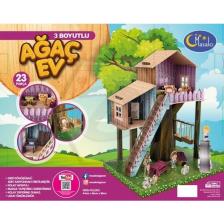 Arnas 3 Boyutlu Karton Maket Ağaç Ev - 23 Parça