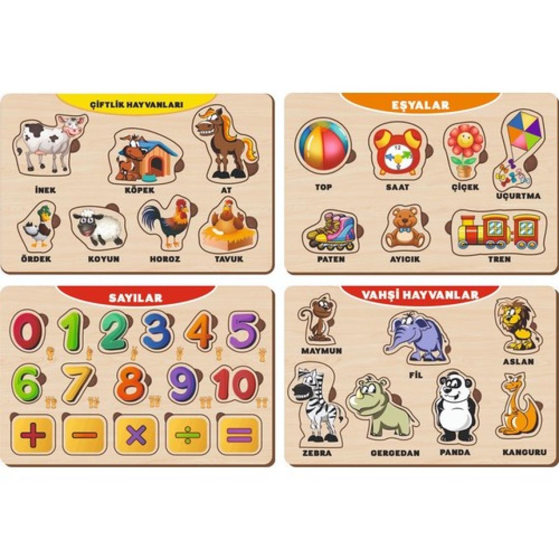 Maketçiniz 4 Adet Ahşap Bul Tak Eğitici Yapboz Puzzle Seti 11