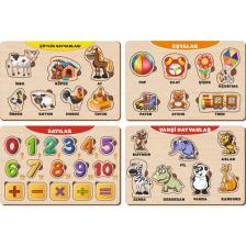 Maketçiniz 4 Adet Ahşap Bul Tak Eğitici Yapboz Puzzle Seti 11