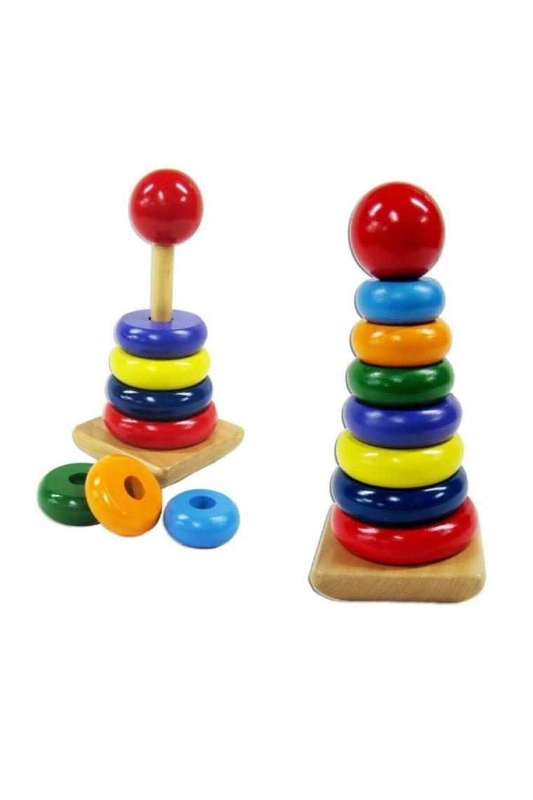 Hamaha Ahşap Eğitici Geometrik Geçmeli Şekiller + Ahşap Tahta Bultak + Ahşap Kule Oyunu
