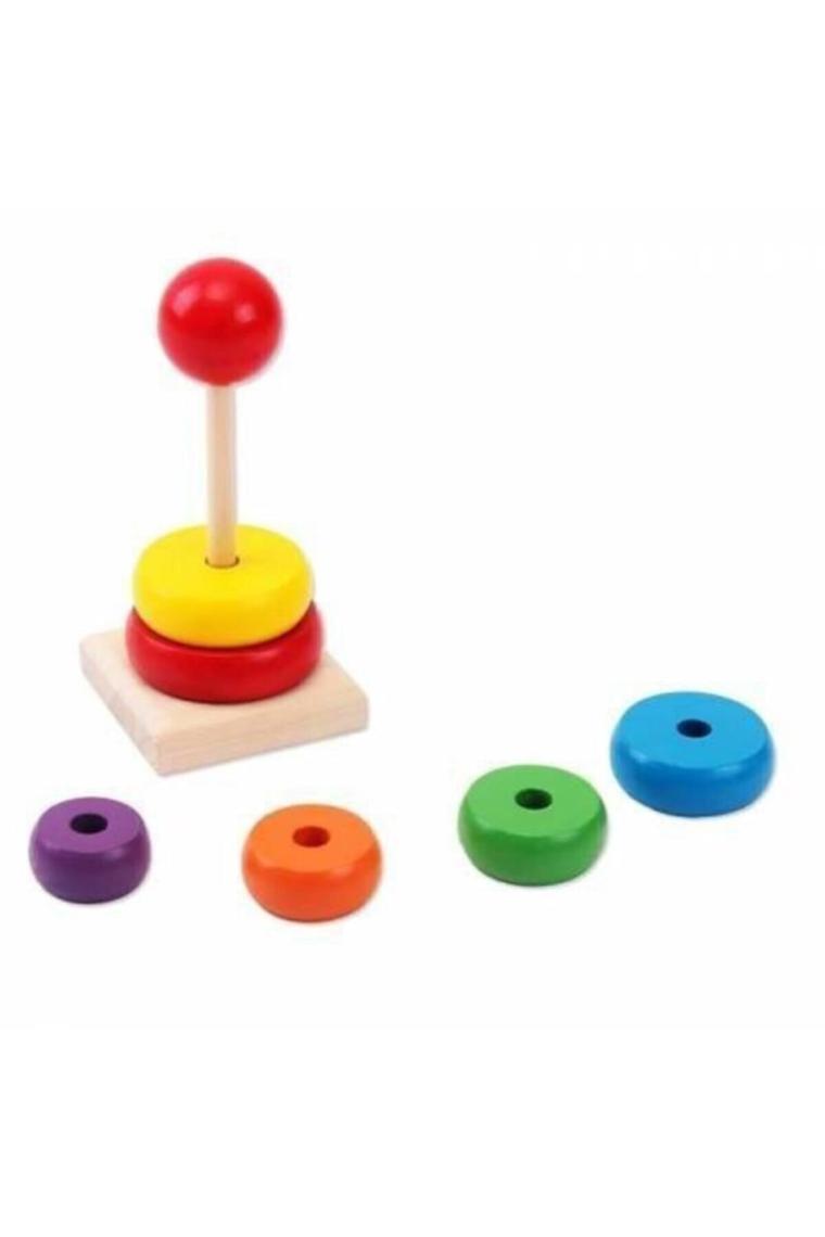 Hamaha Ahşap Eğitici Geometrik Geçmeli Şekiller + Ahşap Tahta Bultak + Ahşap Kule Oyunu