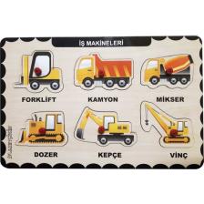 Maketçiniz Ahşap Tutmalı Eğitici Yapboz Iş Makinaları
