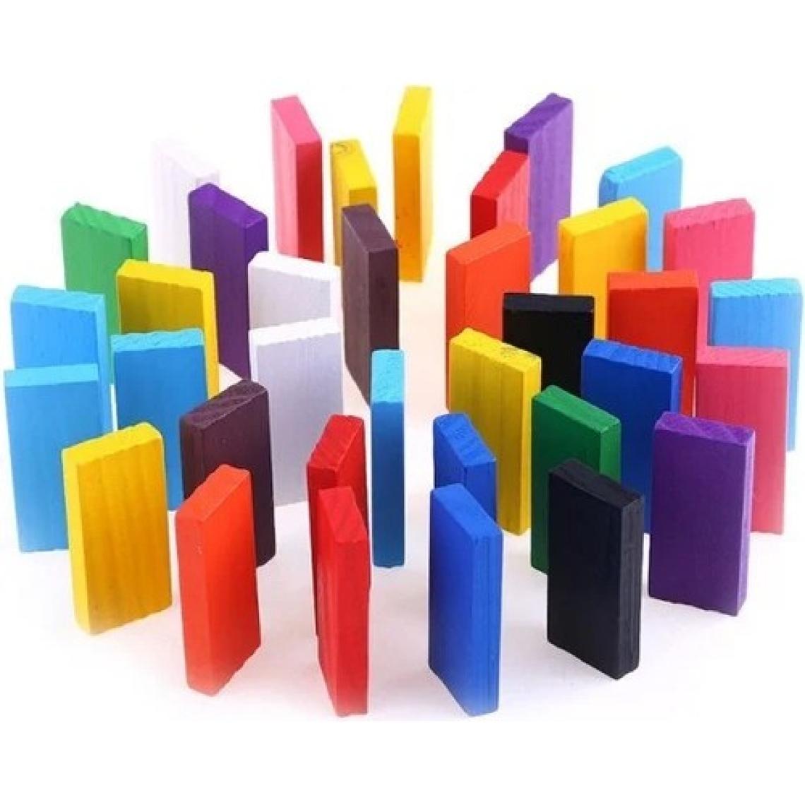 Hamaha Ahşap Domino Taşları 100 Parça Renkli Eğitici Domino