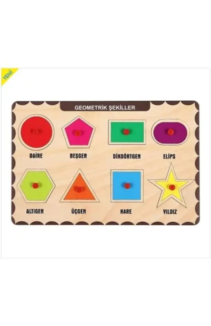 Maketçiniz Ahşap Tutmalı Eğitici Yapboz Geometrik Şekiller