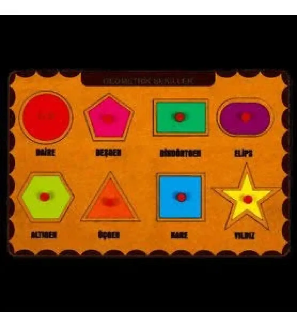 Maketçiniz Ahşap Tutmalı Eğitici Yapboz Geometrik Şekiller