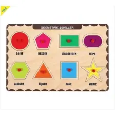 Maketçiniz Ahşap Tutmalı Eğitici Yapboz Geometrik Şekiller
