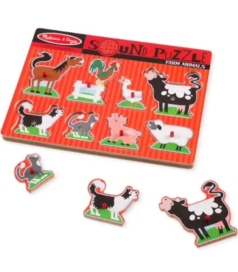 Melissa&Doug Ahşap Sesli Yapboz - Çiftlik Hayvanları