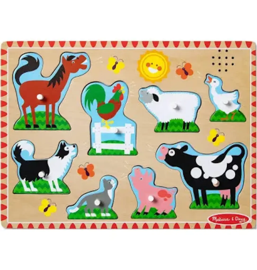 Melissa&Doug Ahşap Sesli Yapboz - Çiftlik Hayvanları