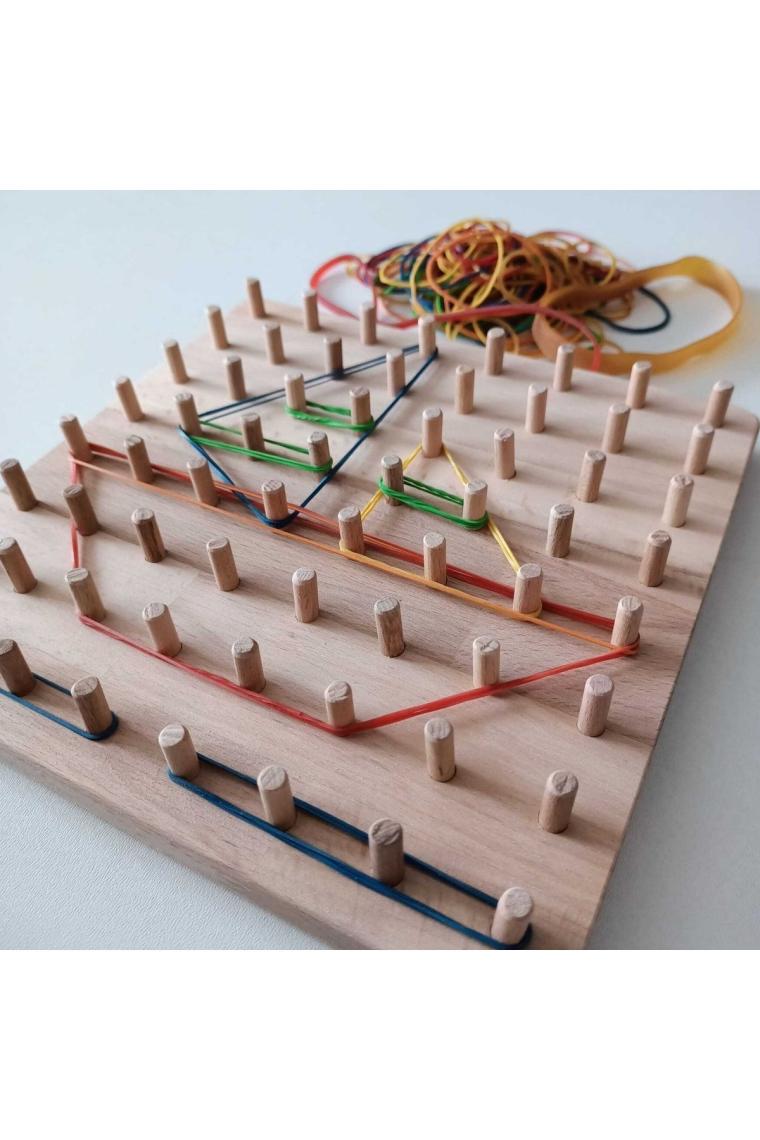 Moccotoys  Montessori Geoboard & Lastikli Şekiller Eğitici Kartlı Geometri Oyunu