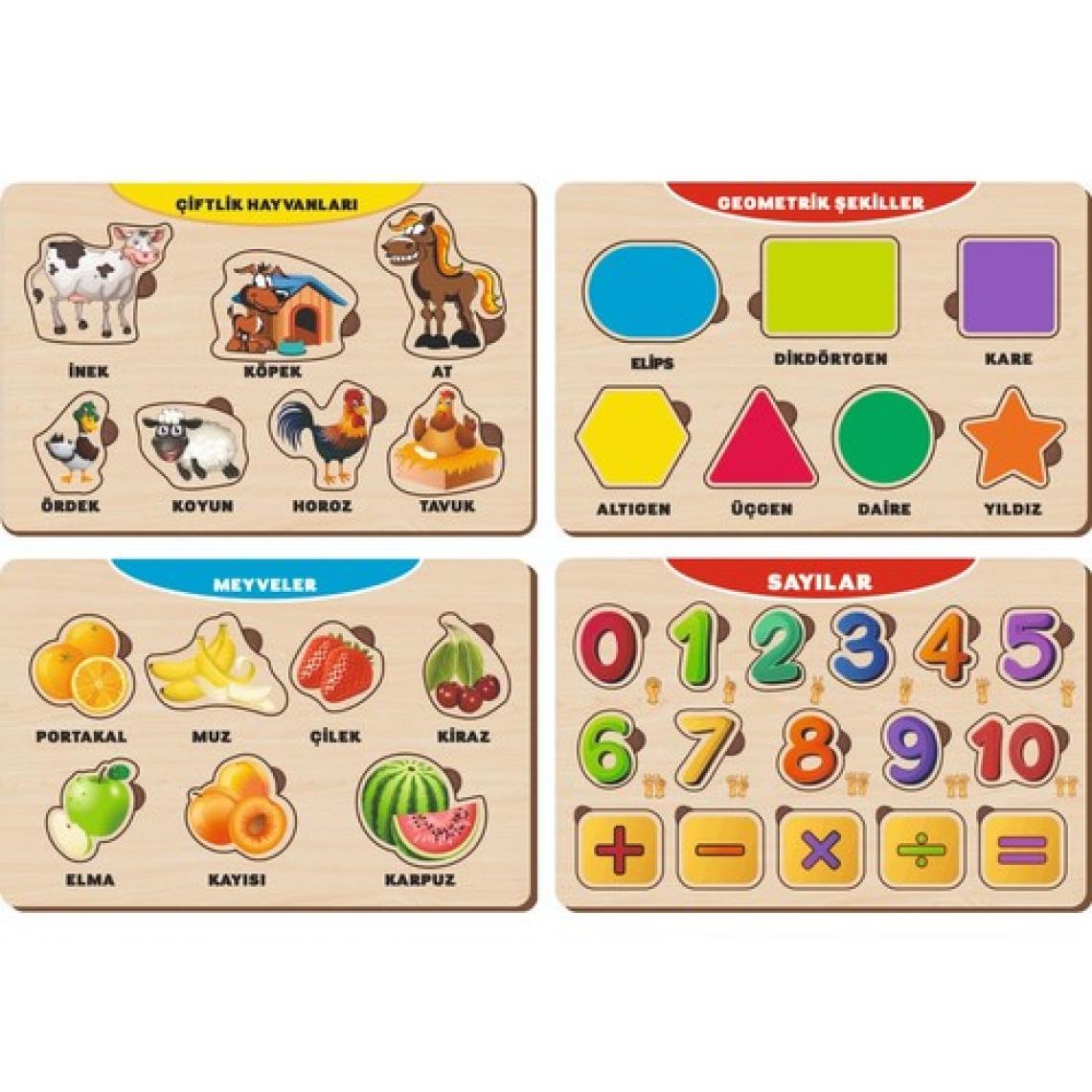 Maketçiniz 4 Adet Ahşap Bul Tak Eğitici Yapboz Puzzle Seti 12