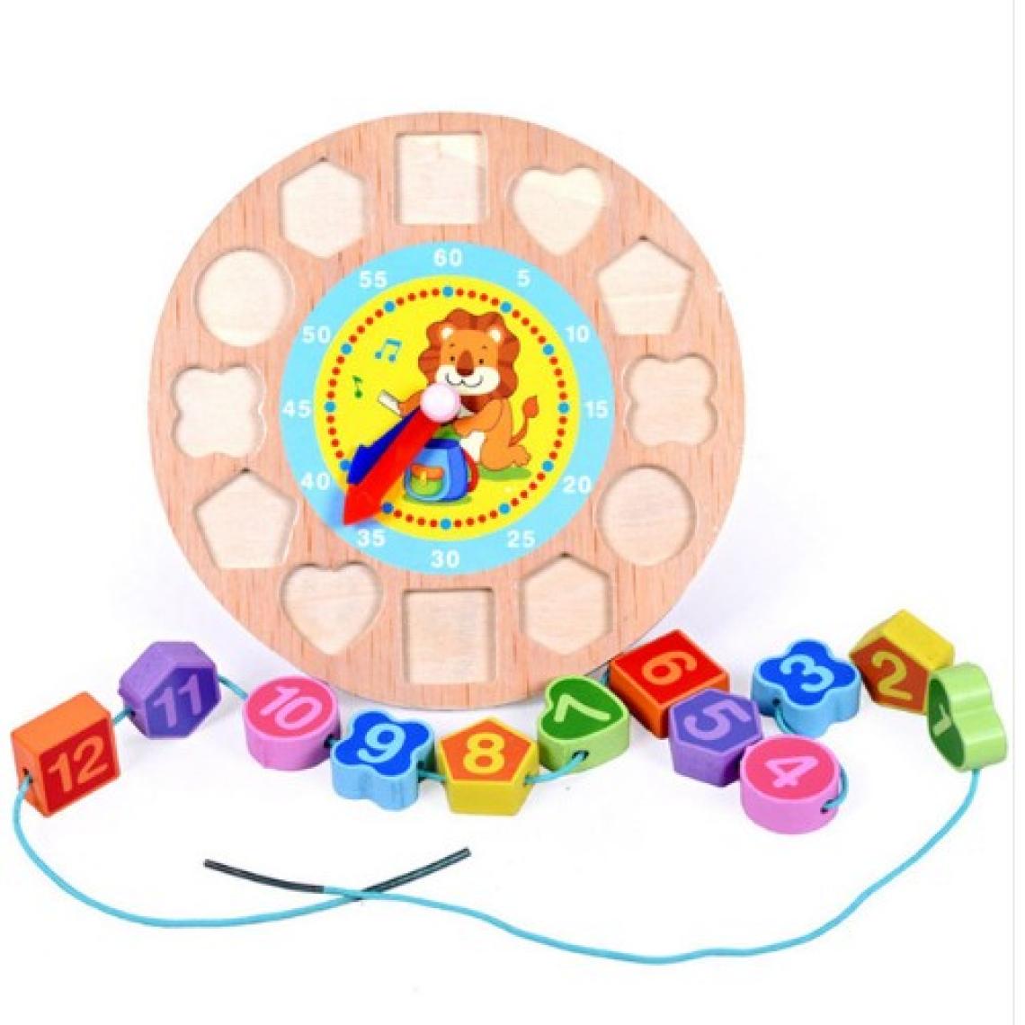 Piramigo Dijital Geometri Ahşap Saat Ve İp Dizme Oyunu Toddlers