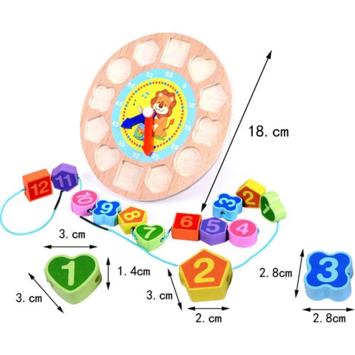 Piramigo Dijital Geometri Ahşap Saat Ve İp Dizme Oyunu Toddlers