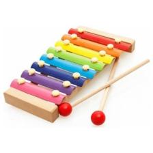 Wooden Toys Eğitici Ahşap Ksilofon 8 Nota 8 Ton 25 cm 8 Tuşlu Sesli Selefon Oyuncak