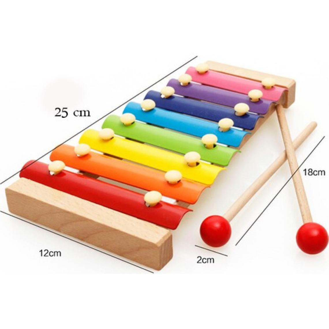 Wooden Toys Eğitici Ahşap Ksilofon 8 Nota 8 Ton 25 cm 8 Tuşlu Sesli Selefon Oyuncak