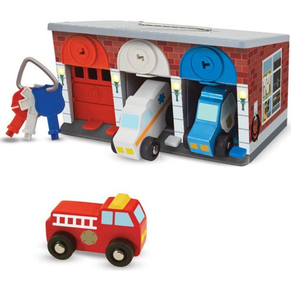 Melissa&Doug Ahşap Kilitli Kurtarma Araçları Garajı