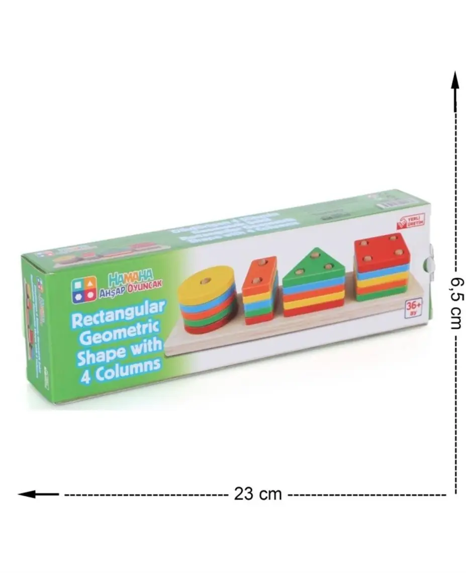 Hamaha Wooden Toys Doğal Ahşap Eğitici Oyuncak Dikdörtgen 5'li Sütun Geometrik Şekil HMH-055
