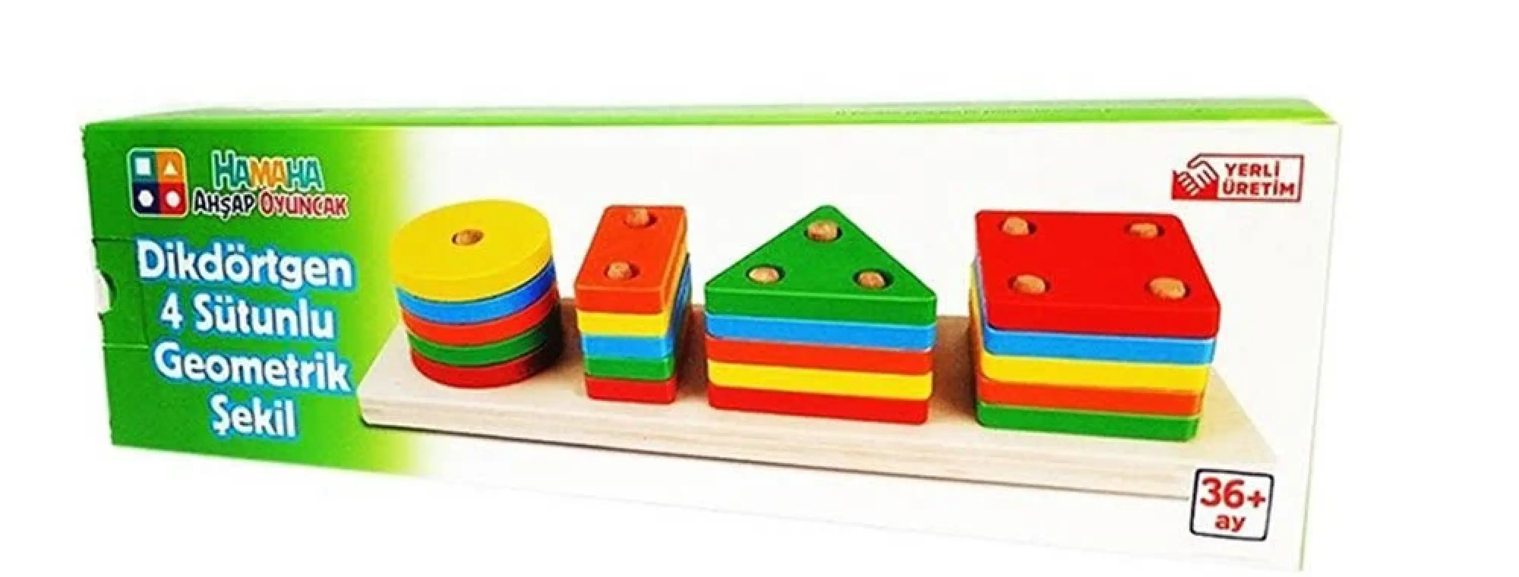 Hamaha Wooden Toys Doğal Ahşap Eğitici Oyuncak Dikdörtgen 5'li Sütun Geometrik Şekil HMH-055