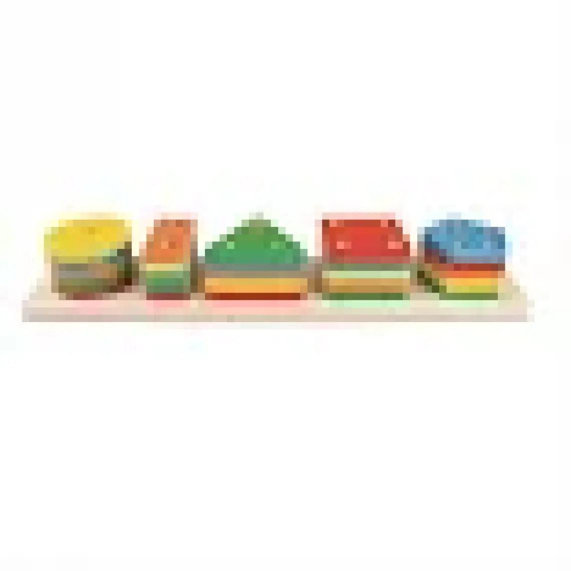 Hamaha Wooden Toys Doğal Ahşap Eğitici Oyuncak Dikdörtgen 5'li Sütun Geometrik Şekil HMH-055