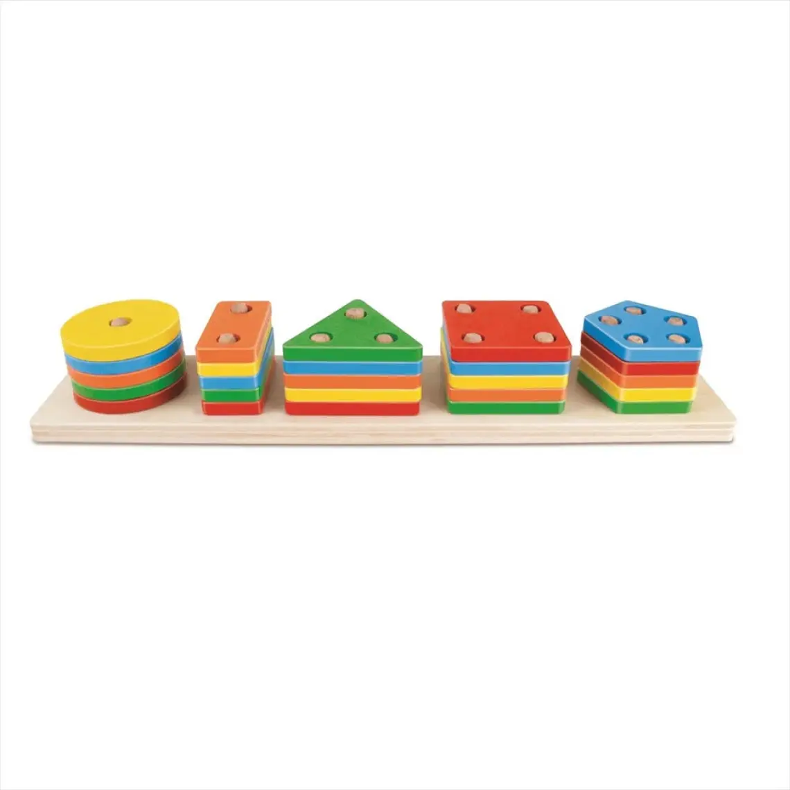 Hamaha Wooden Toys Doğal Ahşap Eğitici Oyuncak Dikdörtgen 5'li Sütun Geometrik Şekil HMH-055
