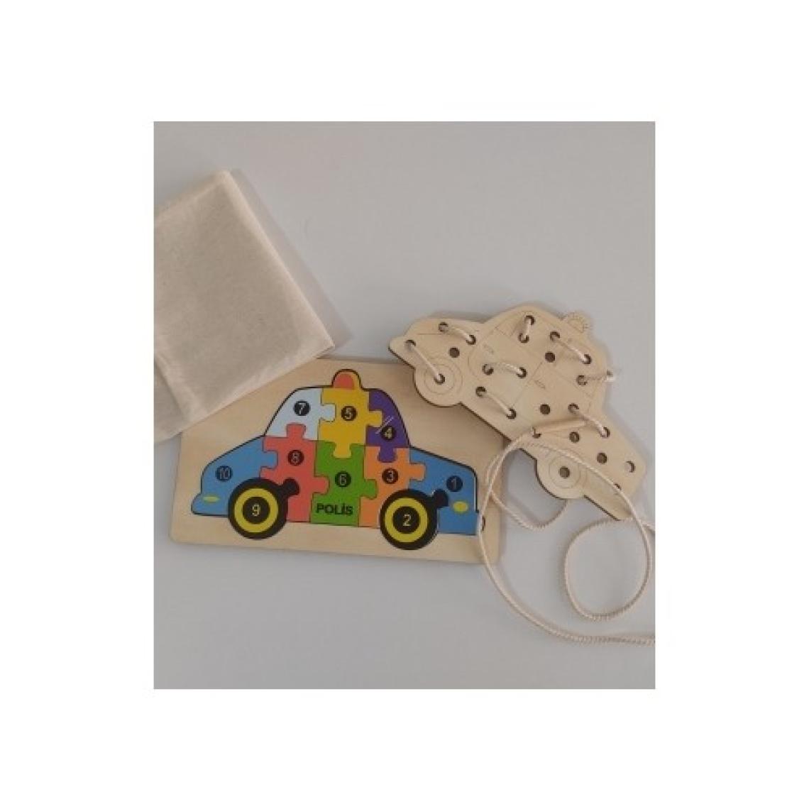 Ankebut Araba Modelli 2 Parça İp Geçirmeli ve Renkli Puzzle