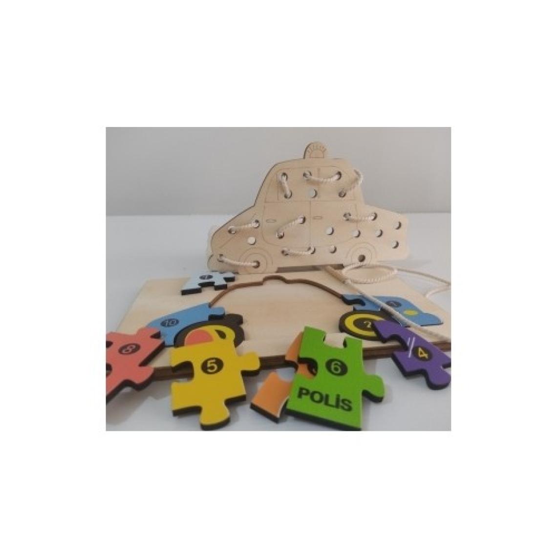 Ankebut Araba Modelli 2 Parça İp Geçirmeli ve Renkli Puzzle