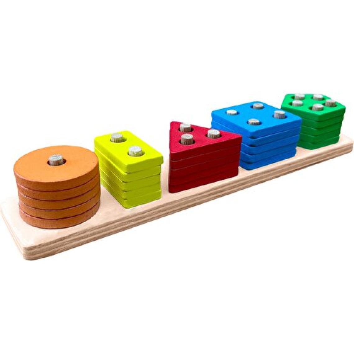 Hamaha Wooden Toys Doğal Ahşap Eğitici Oyuncak Dikdörtgen 5'li Sütun Geometrik Şekil HMH-055