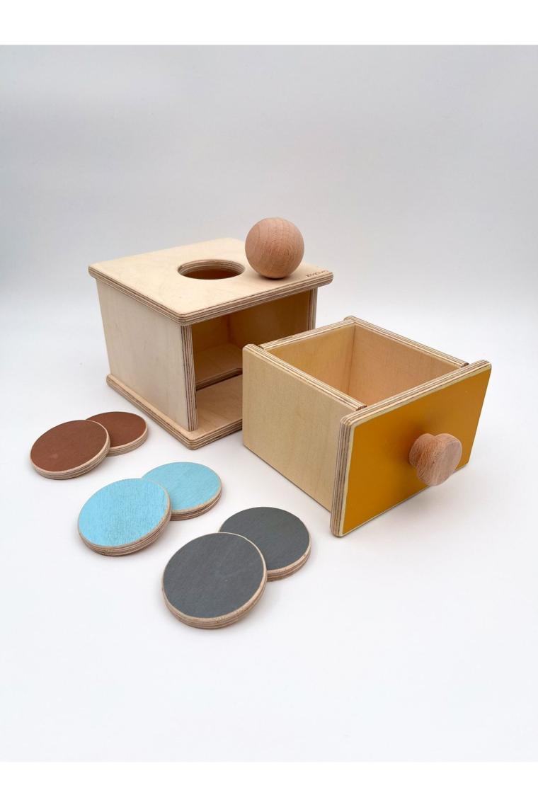 Zoziva Montessori Top ve Para Kutusu (2in1), 1 Yaş Için Bebek Ahşap Oyuncakları, Ilk Öğrenme Oyuncakları
