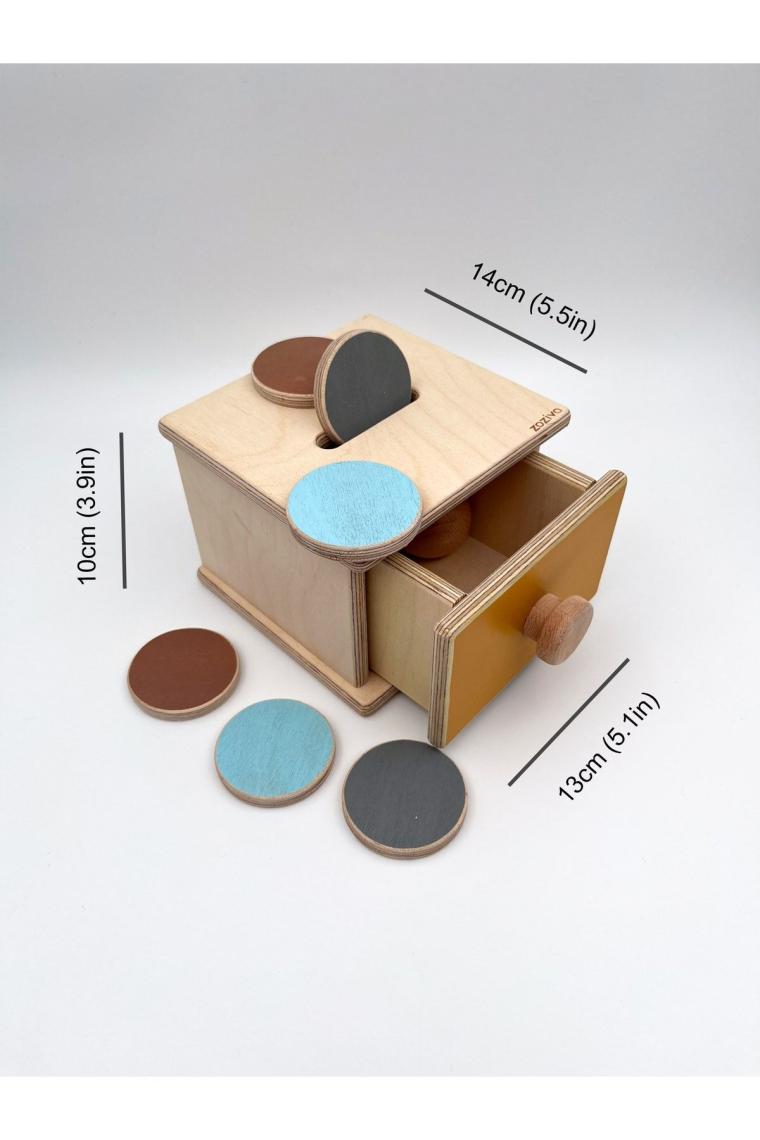 Zoziva Montessori Top ve Para Kutusu (2in1), 1 Yaş Için Bebek Ahşap Oyuncakları, Ilk Öğrenme Oyuncakları