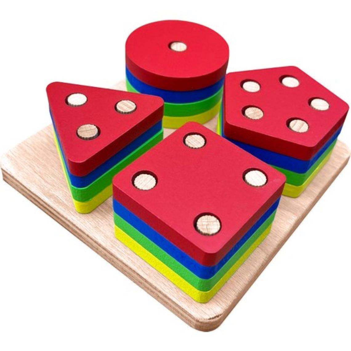 Hamaha Wooden Toys Doğal Ahşap Eğitici Oyuncak Kare 4'lü Sütun Geometrik Şekil HMH-048