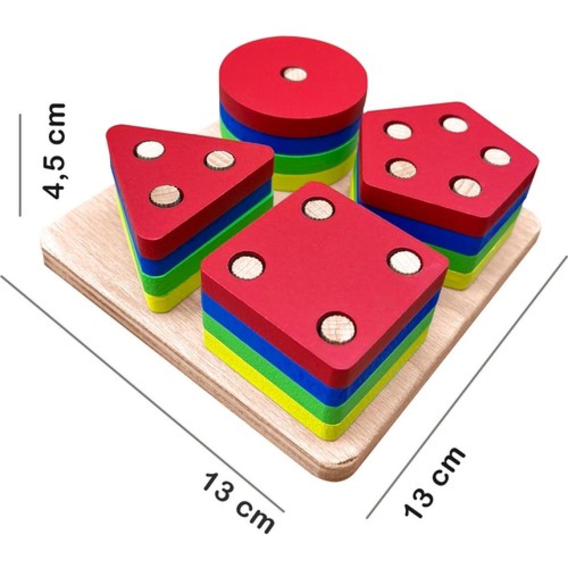 Hamaha Wooden Toys Doğal Ahşap Eğitici Oyuncak Kare 4'lü Sütun Geometrik Şekil HMH-048