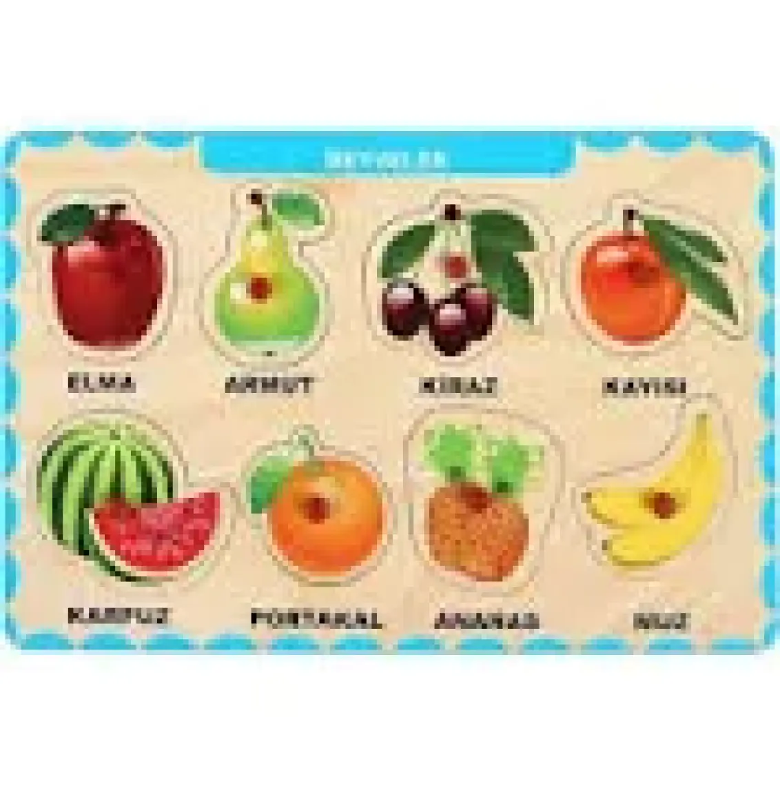 Maketçiniz Ahşap Tutmalı Eğitici Yapboz Meyveler