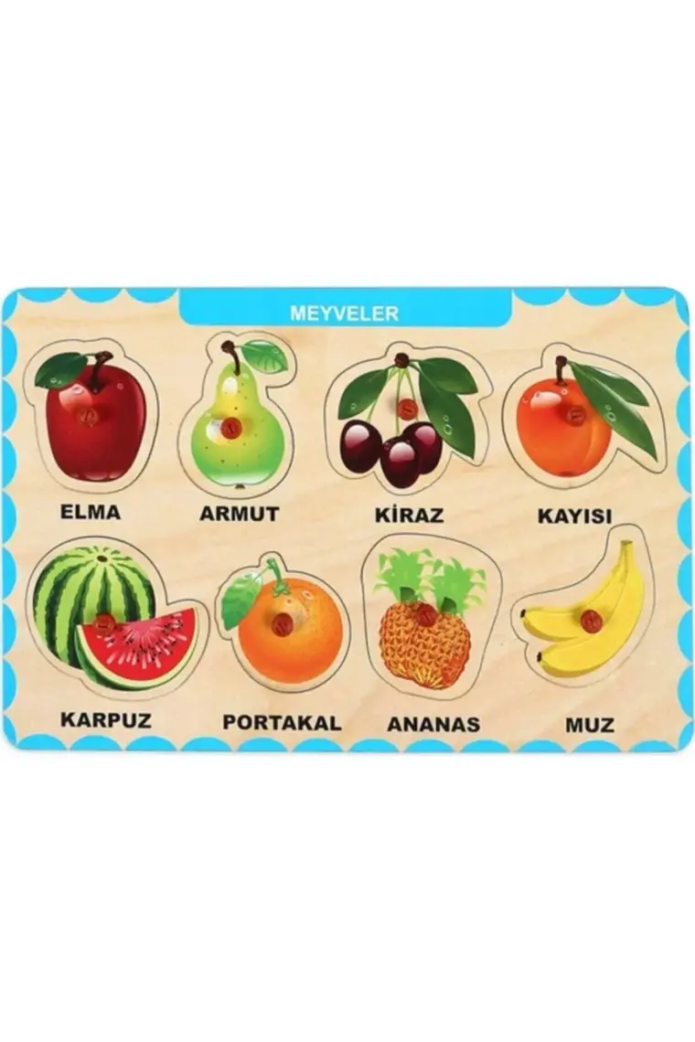 Maketçiniz Ahşap Tutmalı Eğitici Yapboz Meyveler