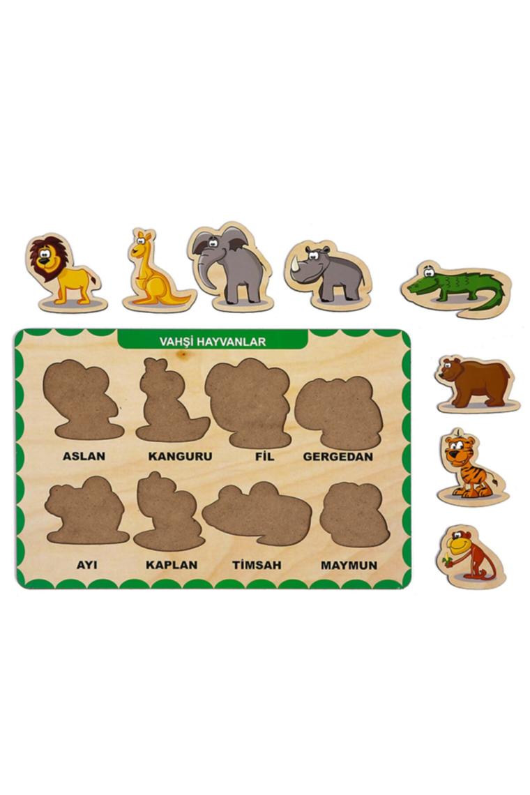 Maketçiniz Ahşap Bul Tak Eğitici 2 Adet Yapboz Puzzle Seti