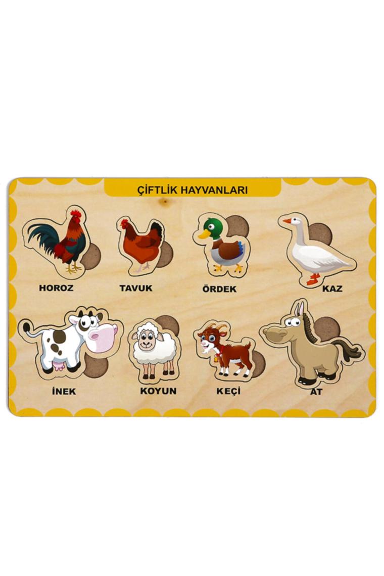 Maketçiniz Ahşap Bul Tak Eğitici 2 Adet Yapboz Puzzle Seti