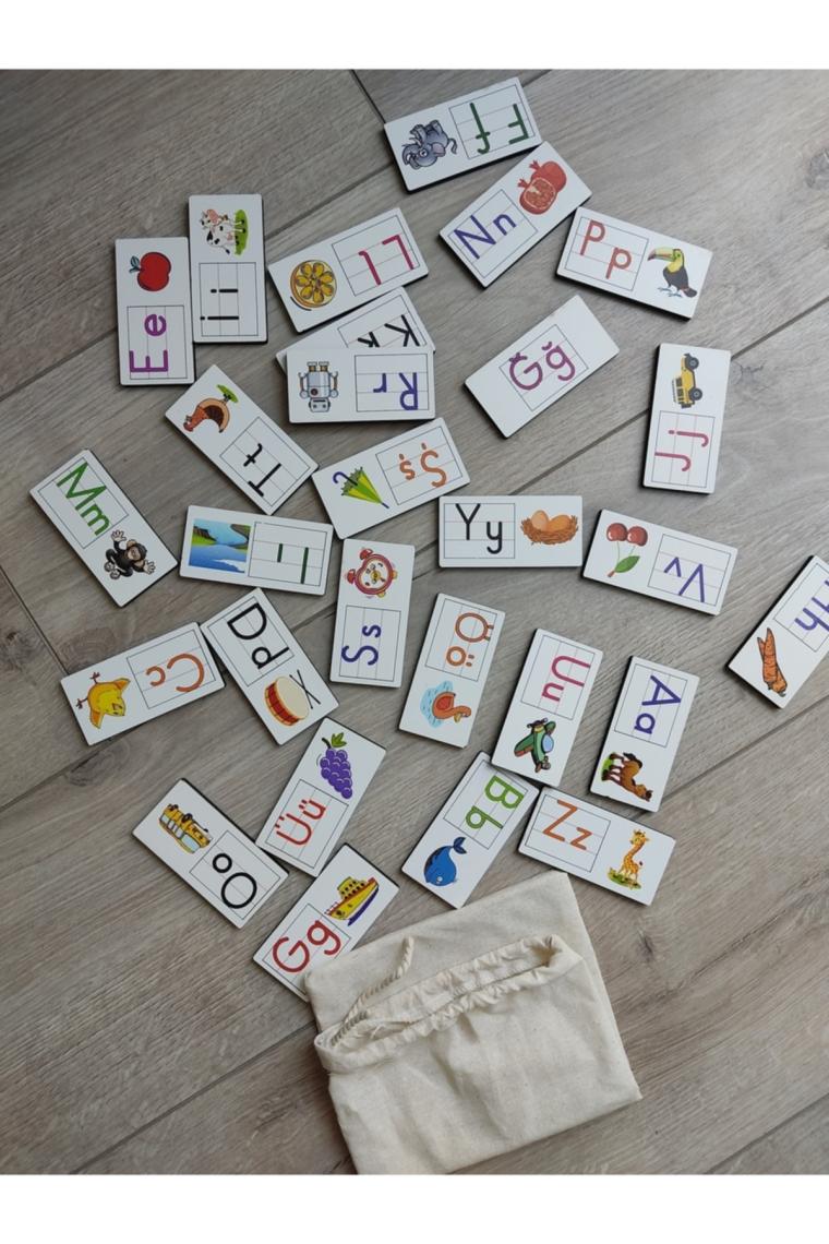 Ankebut  Renkli Resimli Alfabe Domino Puzzle