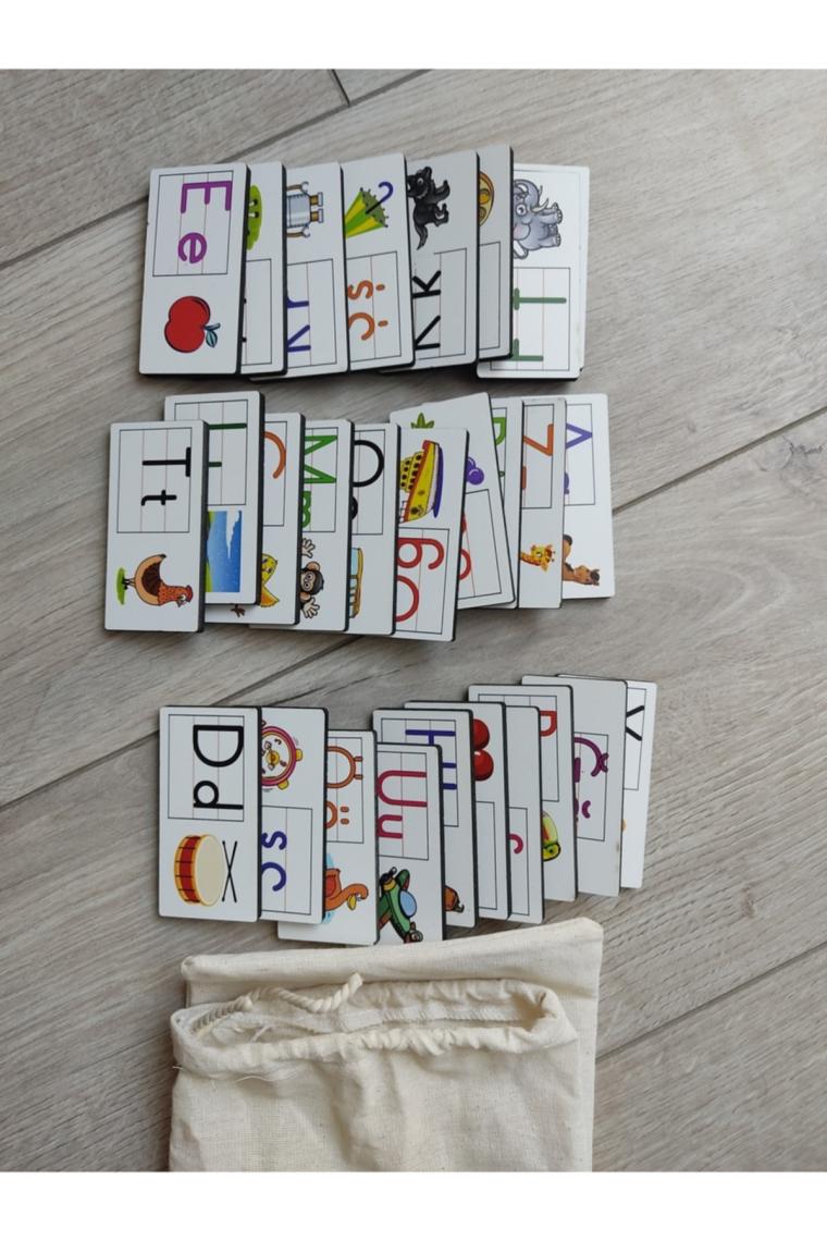 Ankebut  Renkli Resimli Alfabe Domino Puzzle
