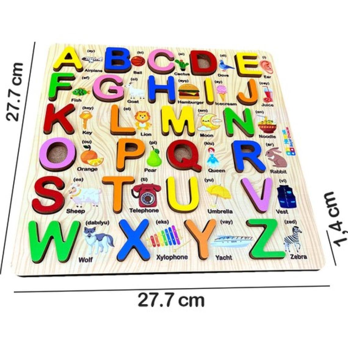 Hamaha Wooden Toys Doğal Ahşap Eğitici Oyuncak Resimli Renkli Ingilizce Kabartmalı Harfler HMH-161