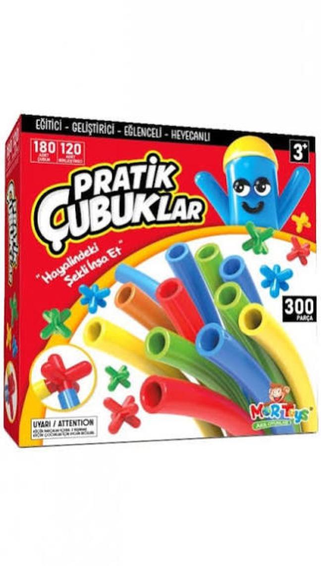 Mor Toys Pratik Çubuklar. 300 Parça. Kes Birleştir Bambu Çubuklar