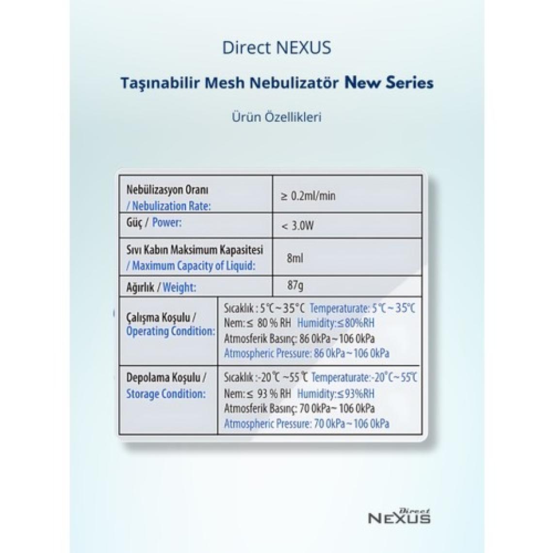 Direct Nexus Nexus Taşınabilir Mesh Nebulizatör New Series
