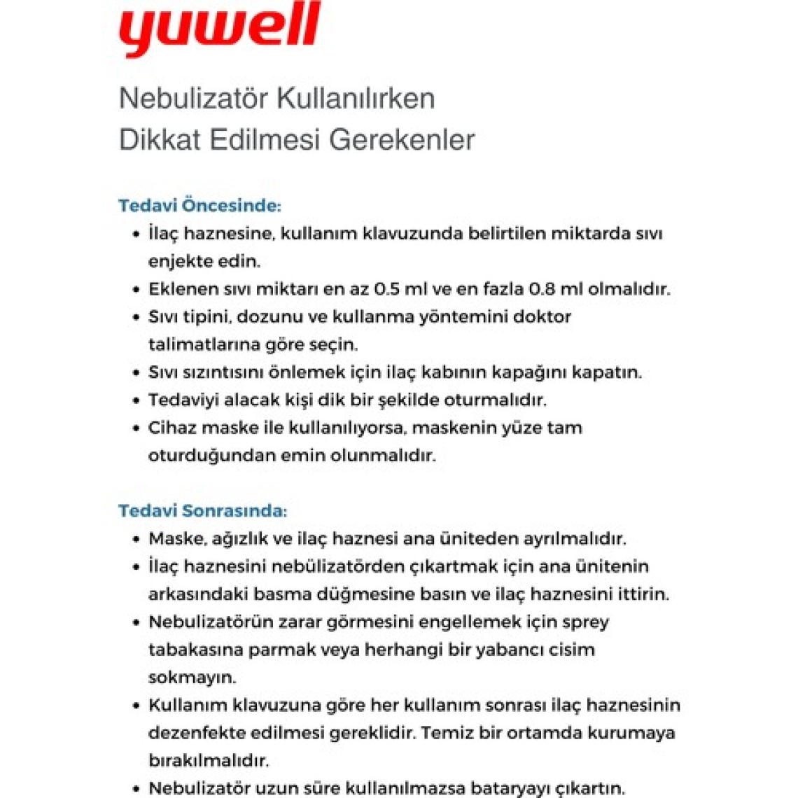 Yuwell Taşınabilir Mesh Hava Makinesi Sessiz Nebulizatör
